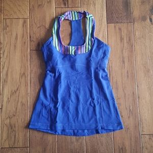 Lululemon Multicolour Scoop Neck Tank Blue w Mesh